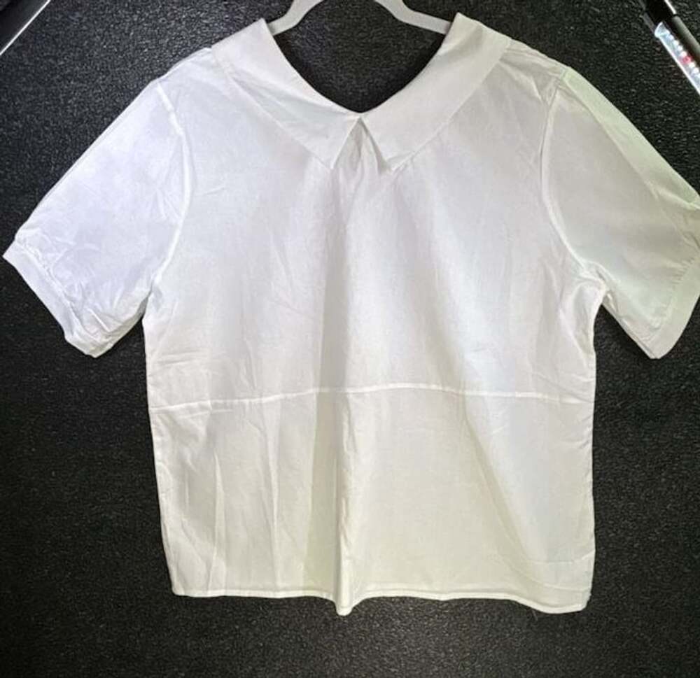Unbranded White Peter Pan Collar Short Sleeve Blouse